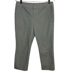 Norma Kamali Grey Striped Cropped Straight Leg Pants Women Size 10 BLEMISH
